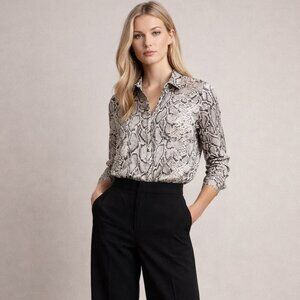 Equipment Snakeskin Print Silk Button Down Blouse